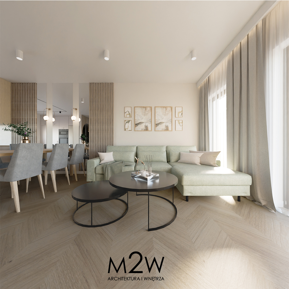 SALON z oliwkowym narożnikiem betonem i drewnem (4)
