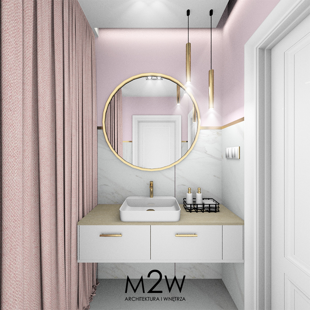 SALON KOMSETYCZNY BEAUTY (23) łazienka z wielkim okrągłym lustrem