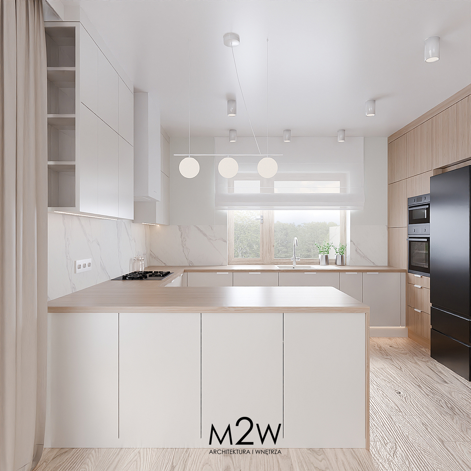 NOWOCZESNA KUCHNIA W BEŻU z wyspą