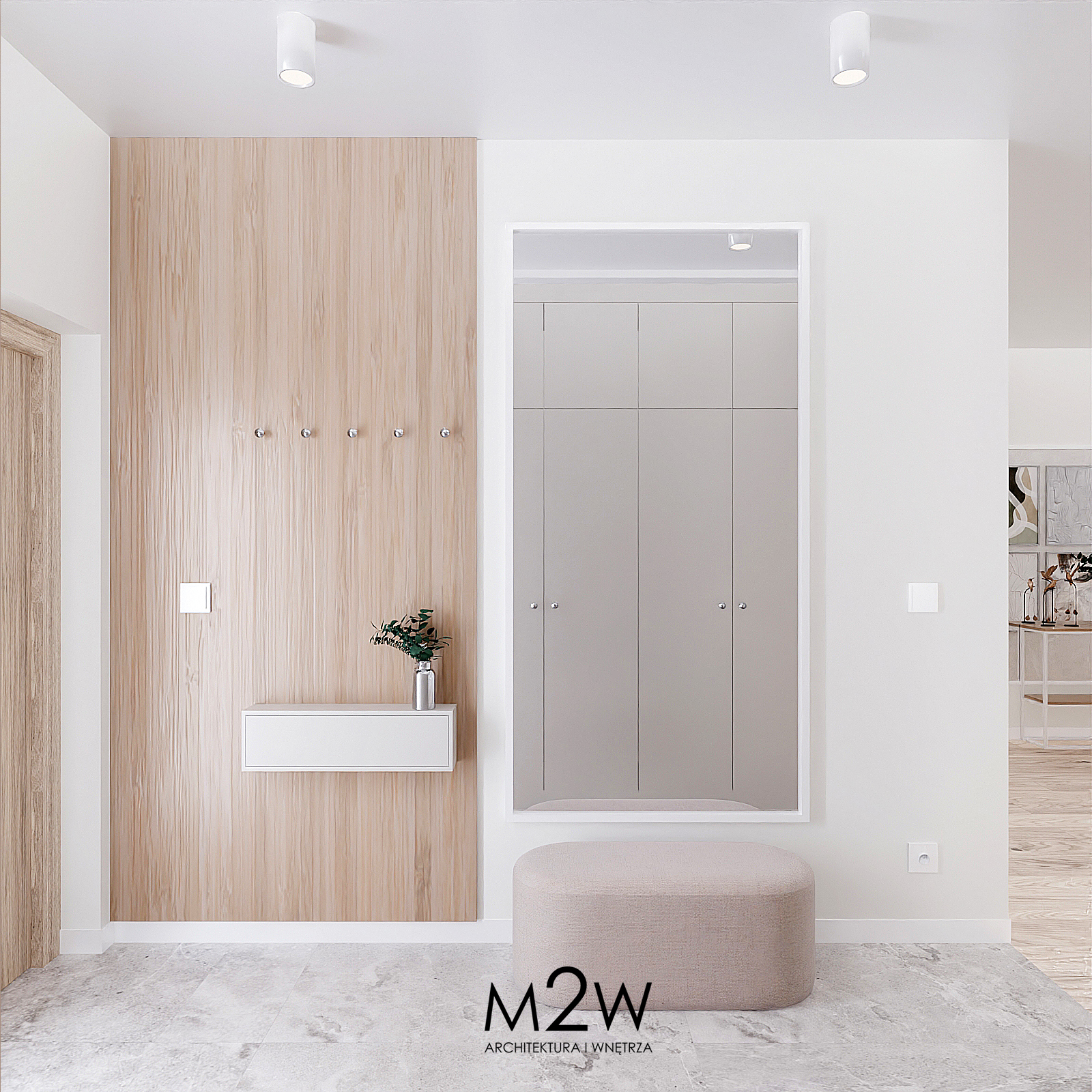 WIATROŁAP W BEŻOWEJ KOLORYTSYCE z lustrem